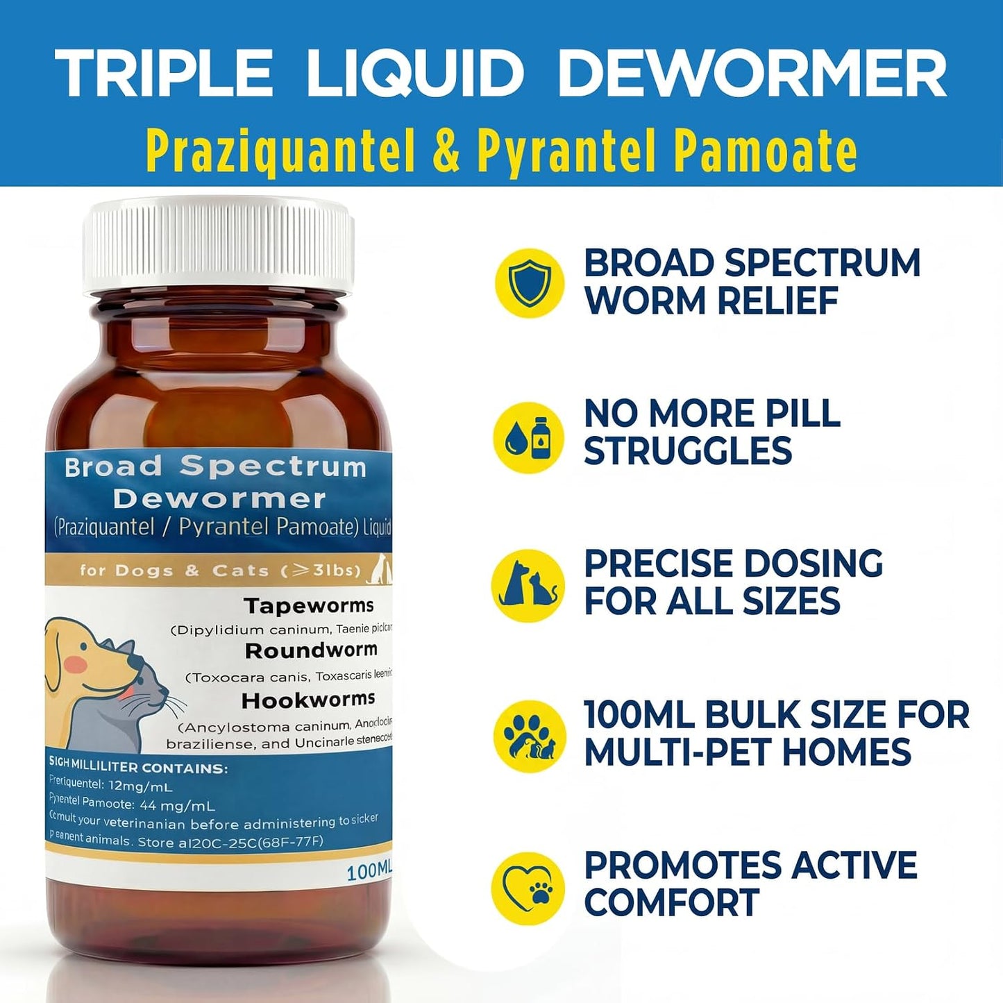 Petcci oral suspension worm treatment for puppies and kittens