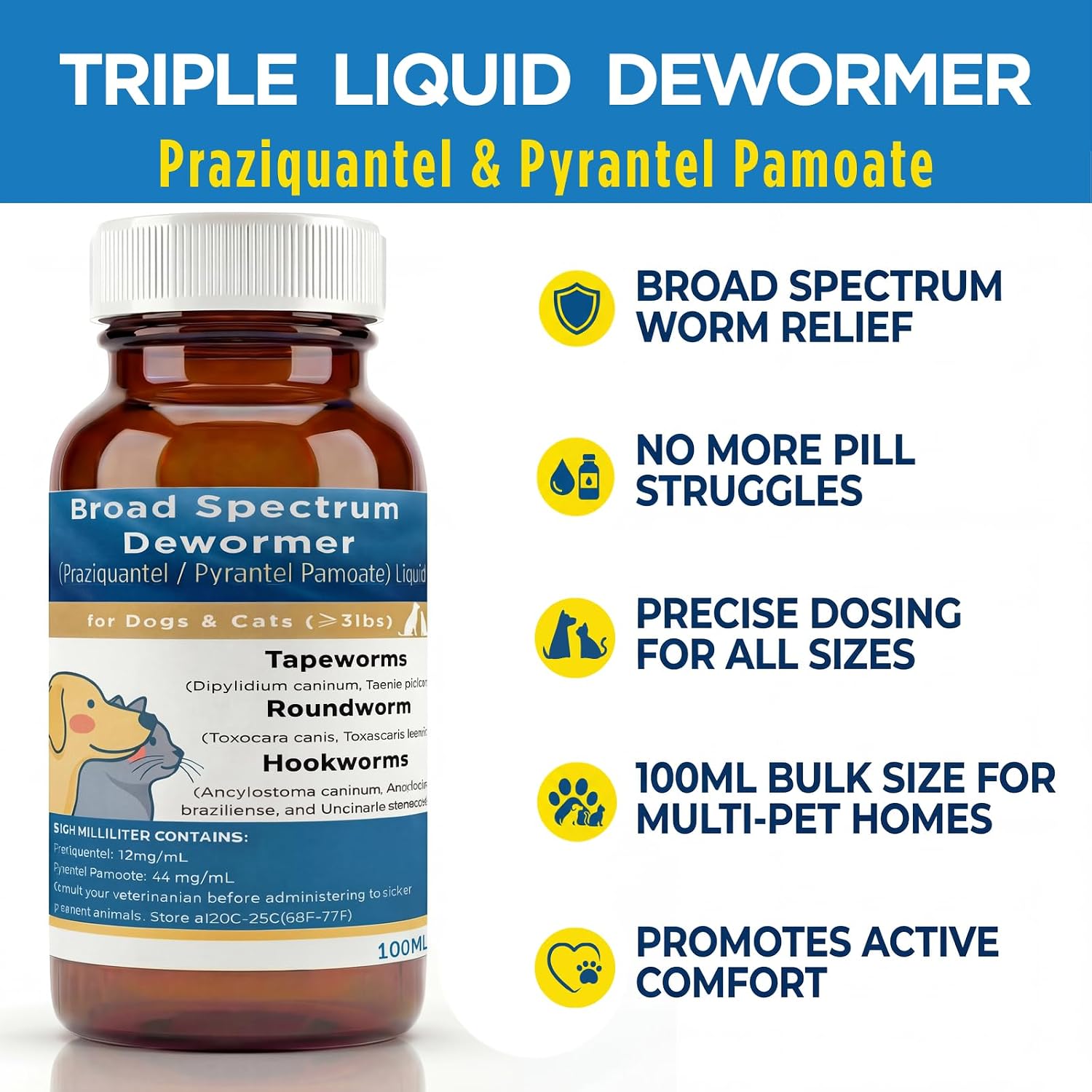 Petcci oral suspension worm treatment for puppies and kittens