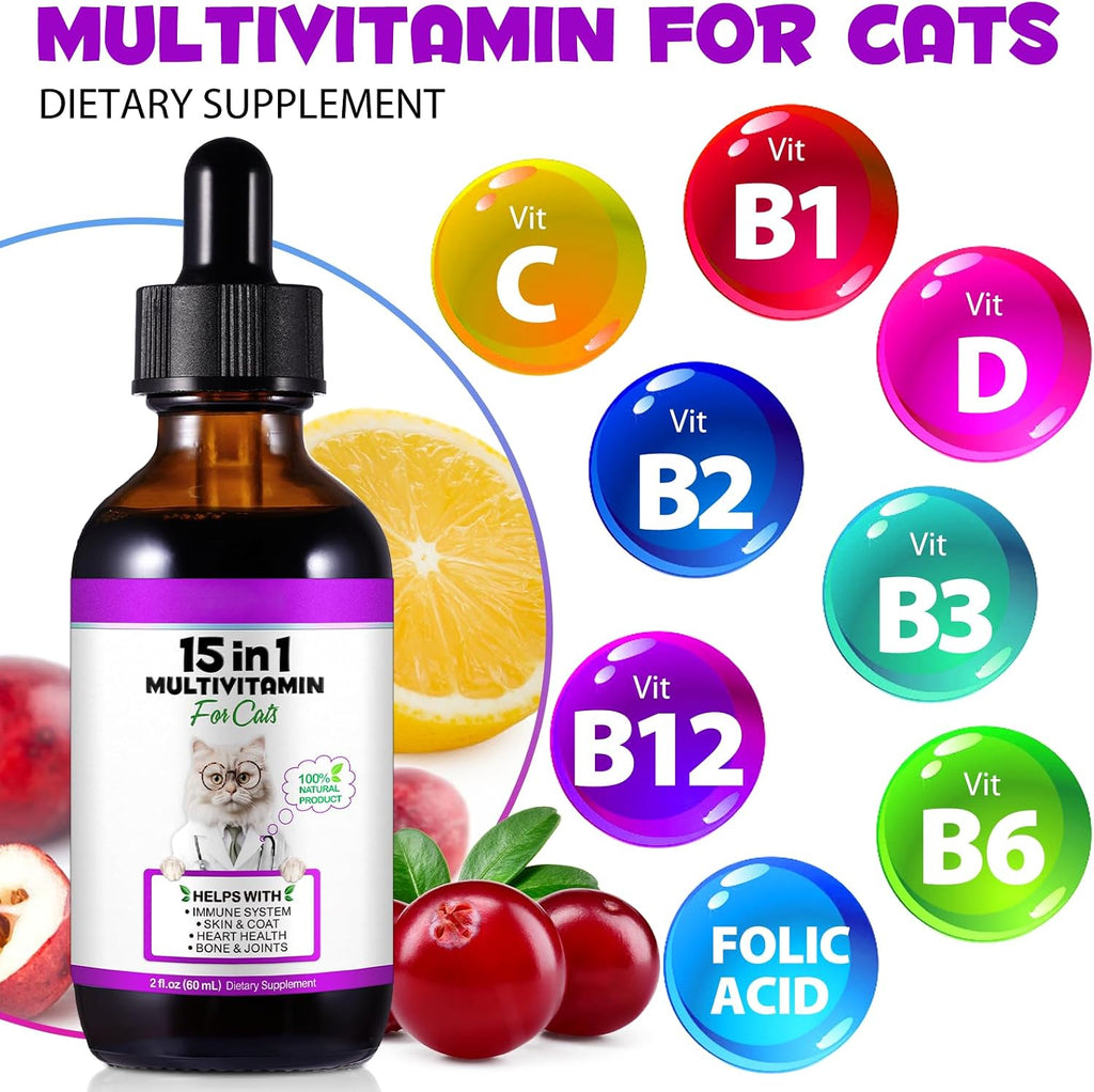 Uocasi feline multivitamin bottle highlighting urinary tract and bladder health benefits.