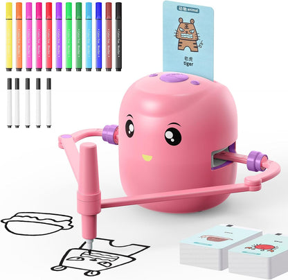 CYJBE interactive educational drawing robot pink front view showing smart toy interface