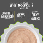 Cat enjoying grain free protein blend mousse from a feeding bowl