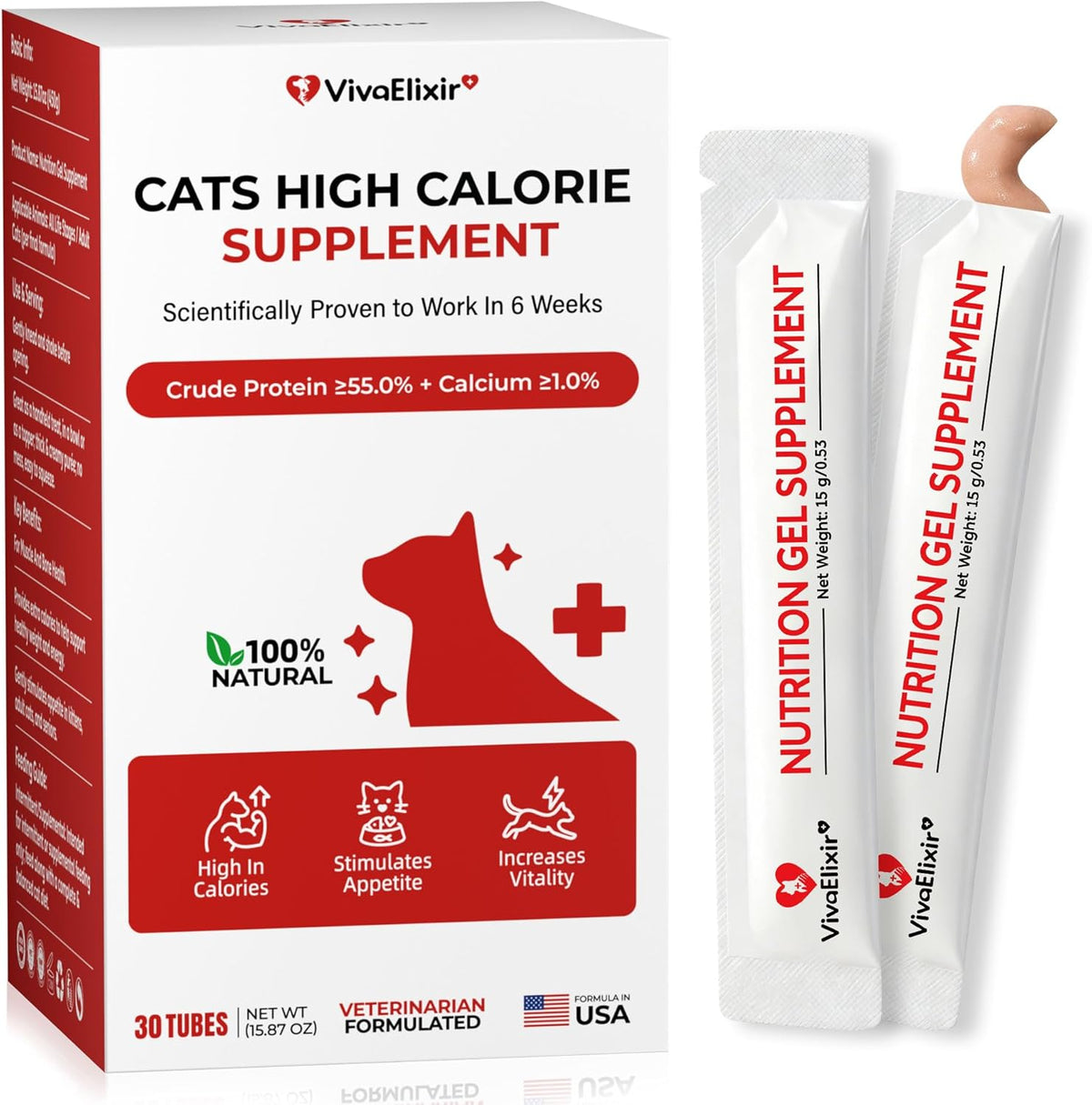 VivaElixir High Calorie Nutrition Paste for cats front view packaging