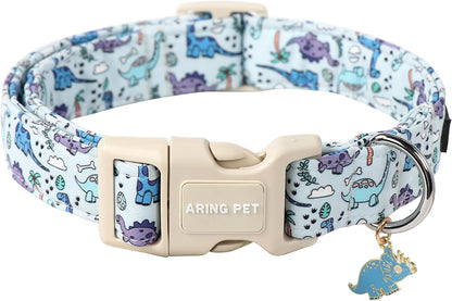 Aring Pet dinosaur print dog collar front view