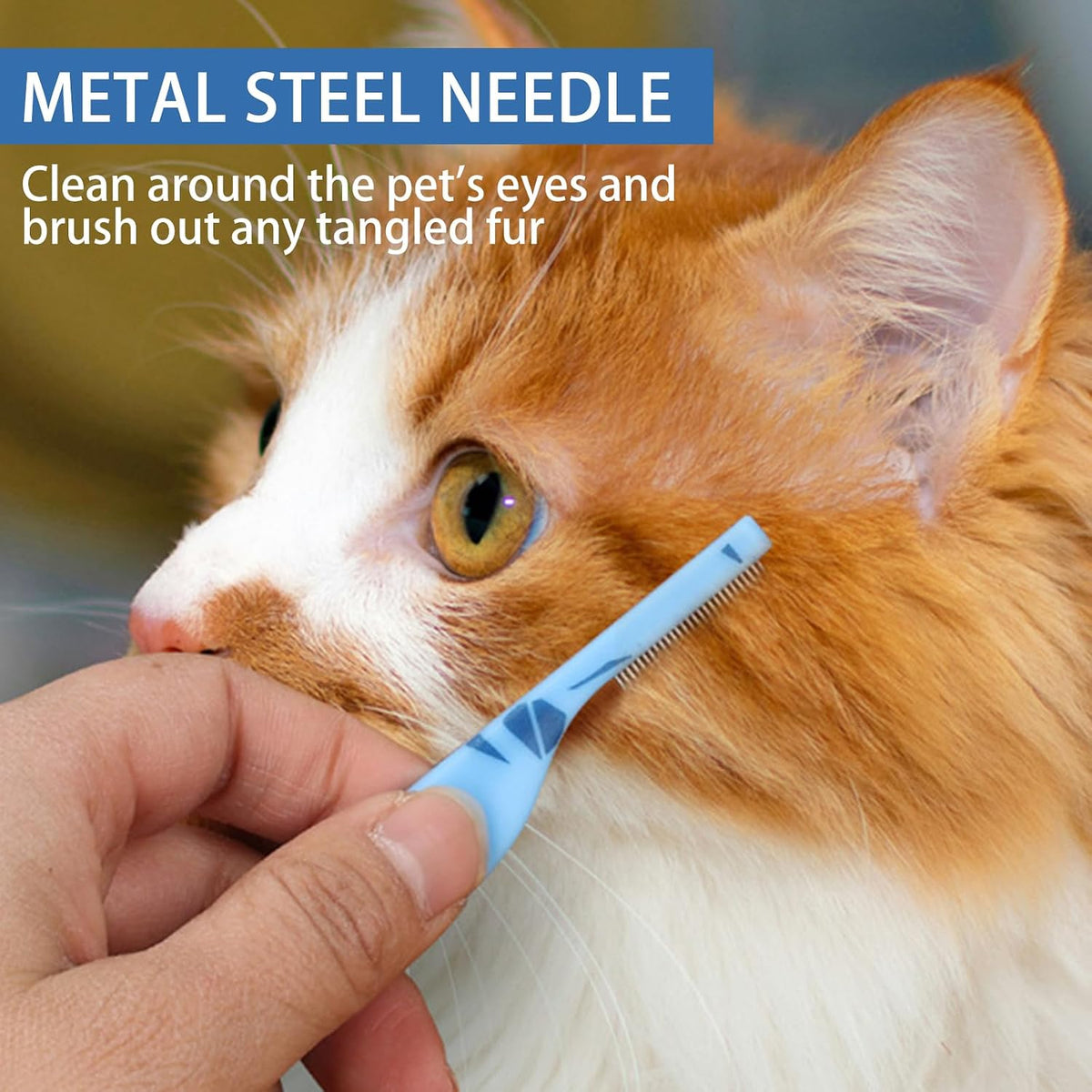 Ergonomic blue handle pet flea and facial comb