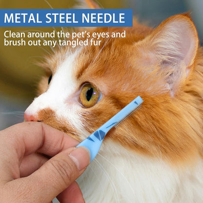 Ergonomic blue handle pet flea and facial comb