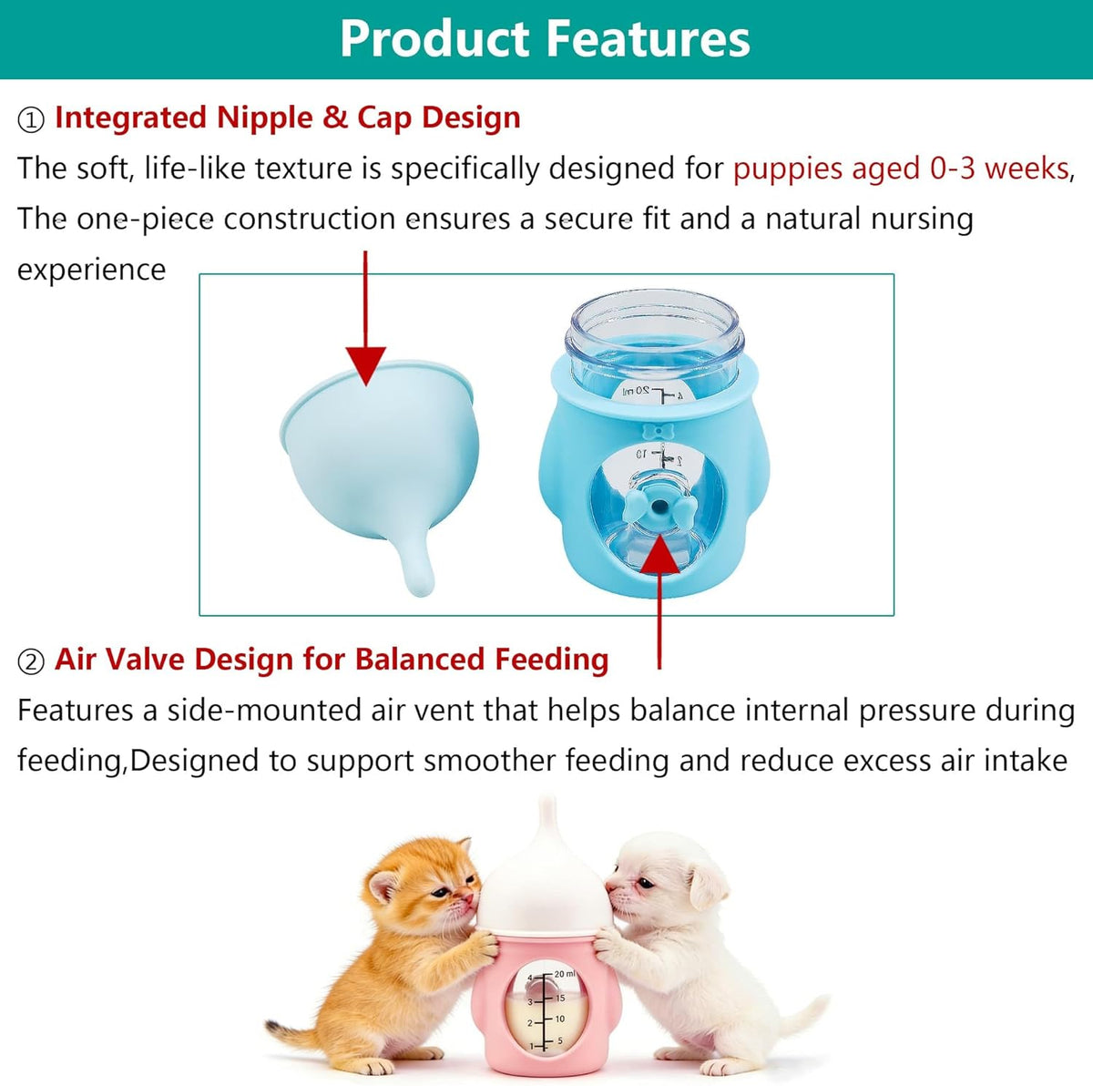 Side profile of 20ml pet feeding bottle for newborns