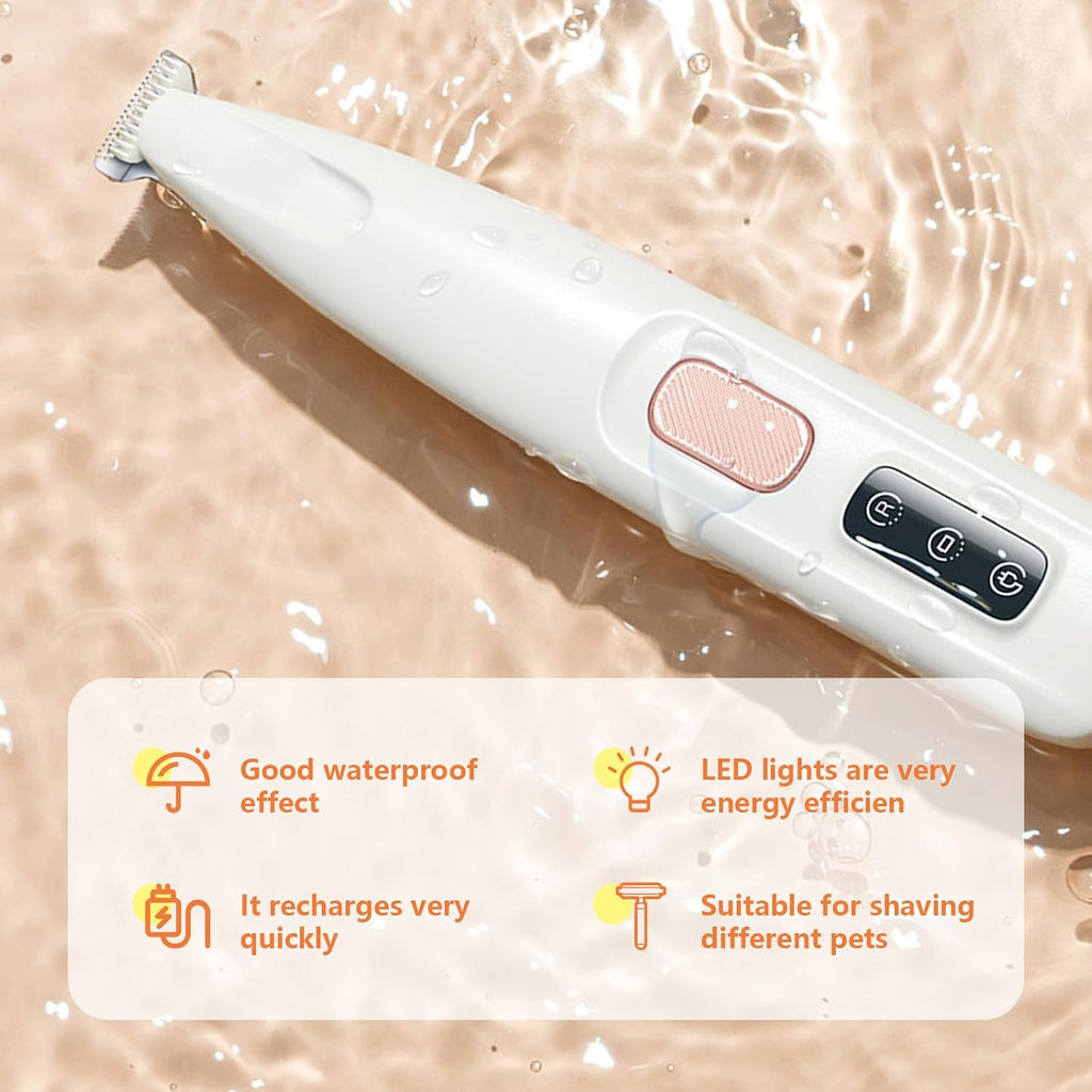 Close up of the 18mm narrow precision blade on the cordless dog paw trimmer.