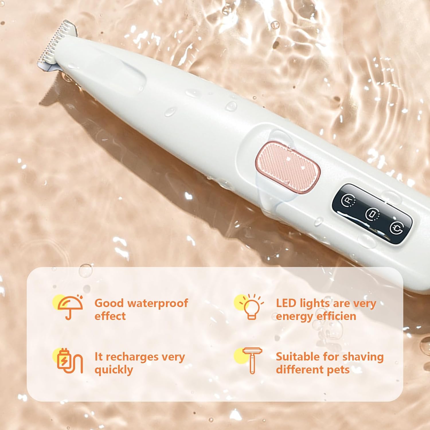 Close up of the 18mm narrow precision blade on the cordless dog paw trimmer.