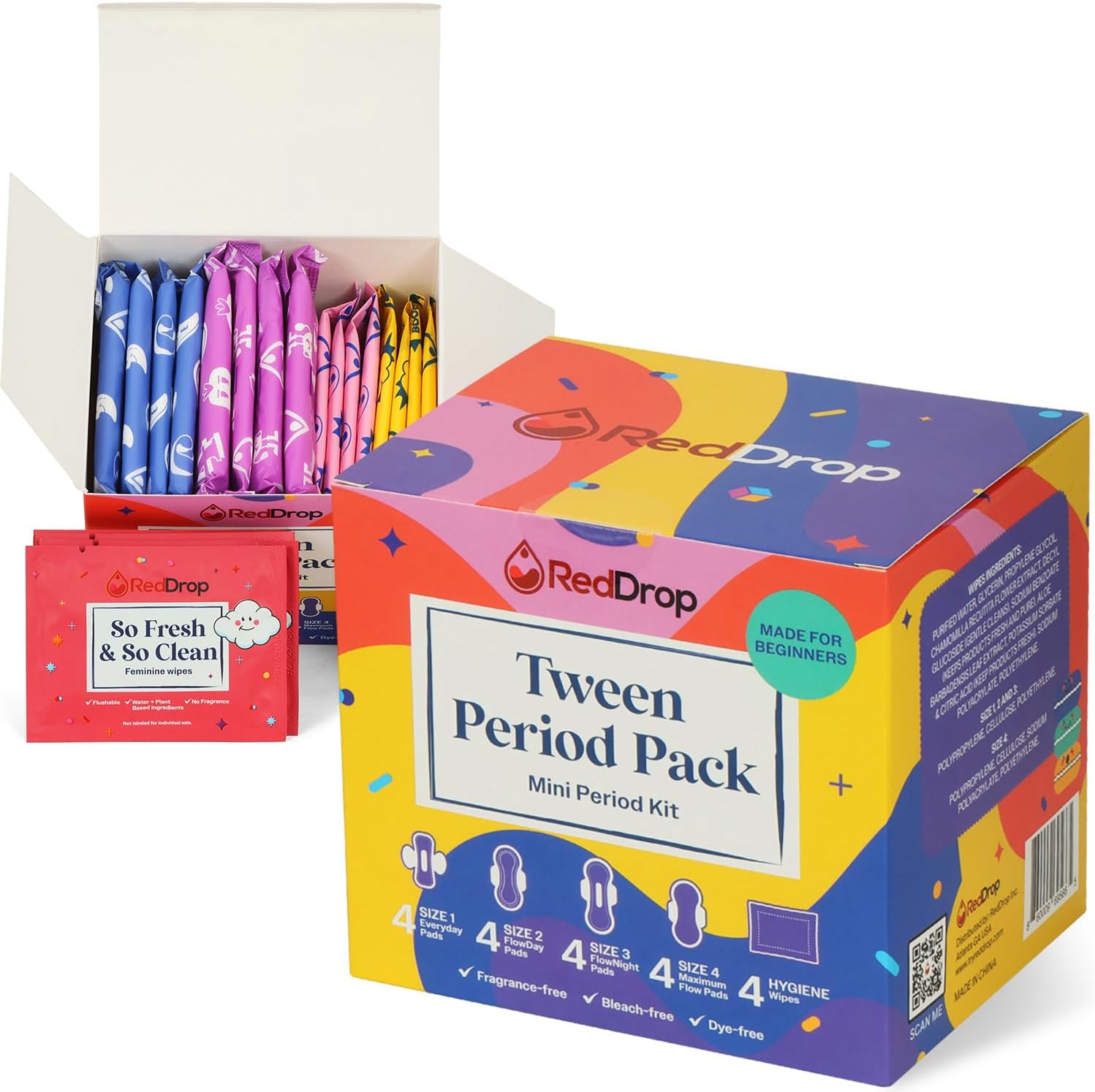 RedDrop Tween Period Pack front view of first period kit packaging