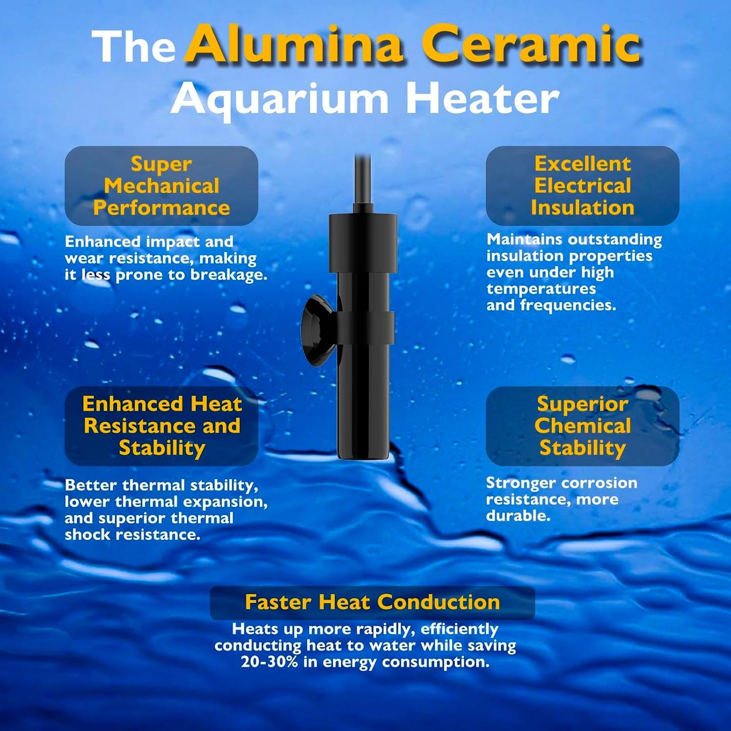 Close up of alumina ceramic heating rod for betta tank