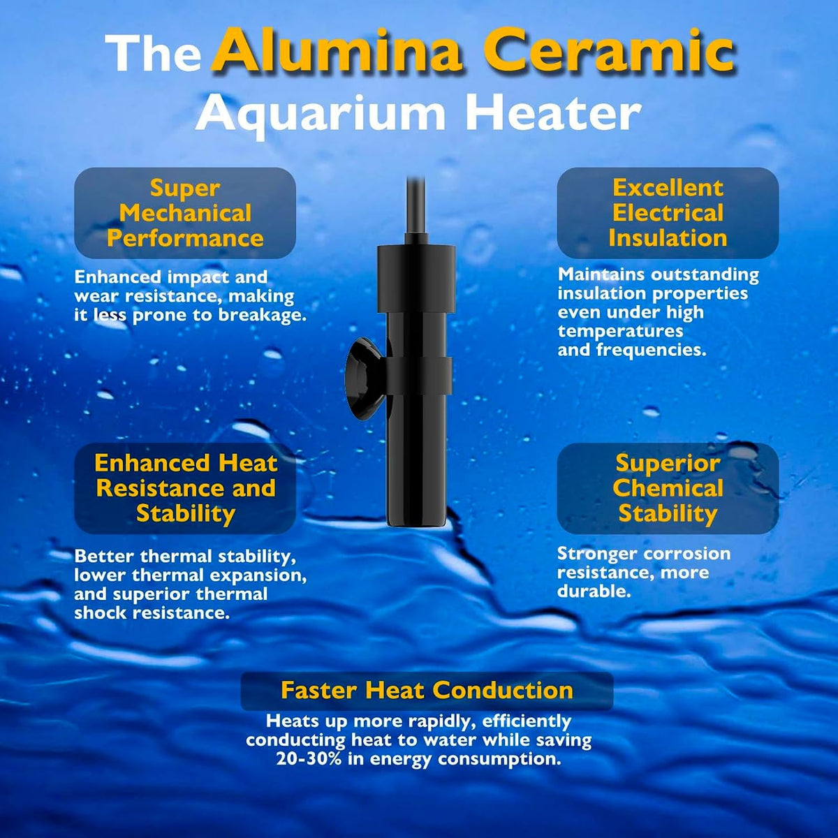 Close up of alumina ceramic heating rod for betta tank