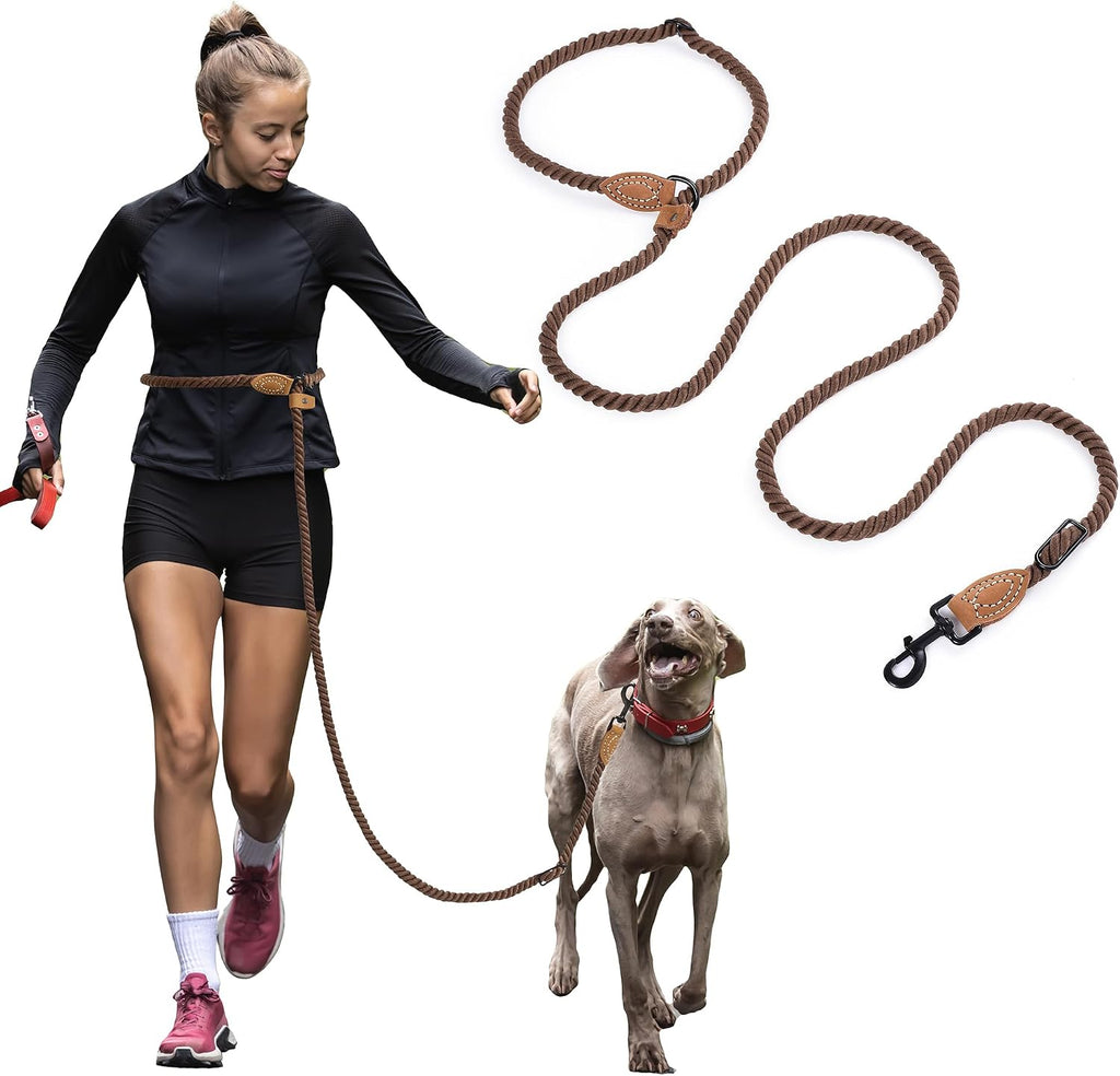 Mile High Life Hands Free Dog Leash front view in dark brown
