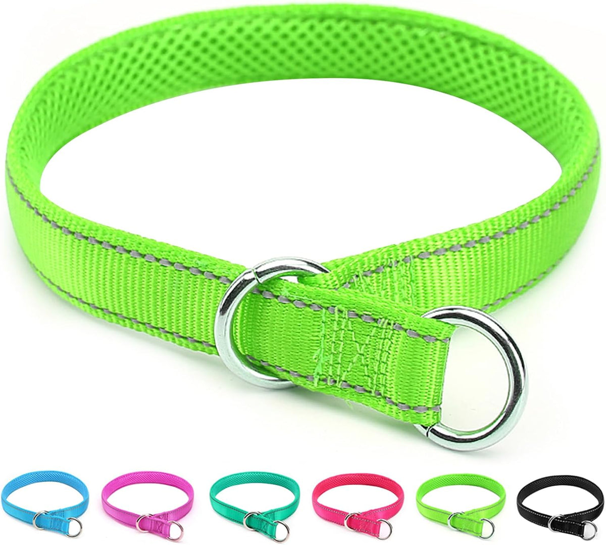 Reflective Slip Dog Collar, Loop Dog Collar for 44-75 lbs Dogs Nylon Collars with Soft Padded for Pet Training- Pink 1" W x 22" L (Fits Neck 15.7"-19.7") - Image 10