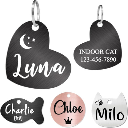 Ultra Joys Cat ID Tag Personalized Pet Tags, Durable Stainless Steel Small Pet Mini Dog Cat Tag Lightweight - Fish Tag in Silver - Image 11