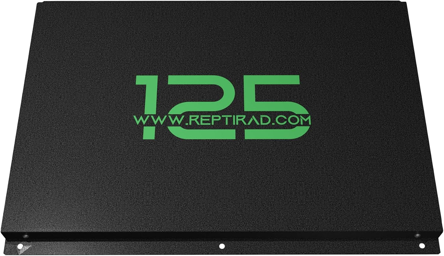 ReptiRad 125 Watt slim galvanized steel radiant heater side profile view