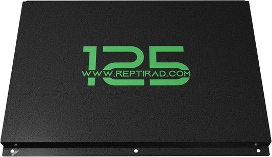 ReptiRad 125 Watt slim galvanized steel radiant heater side profile view