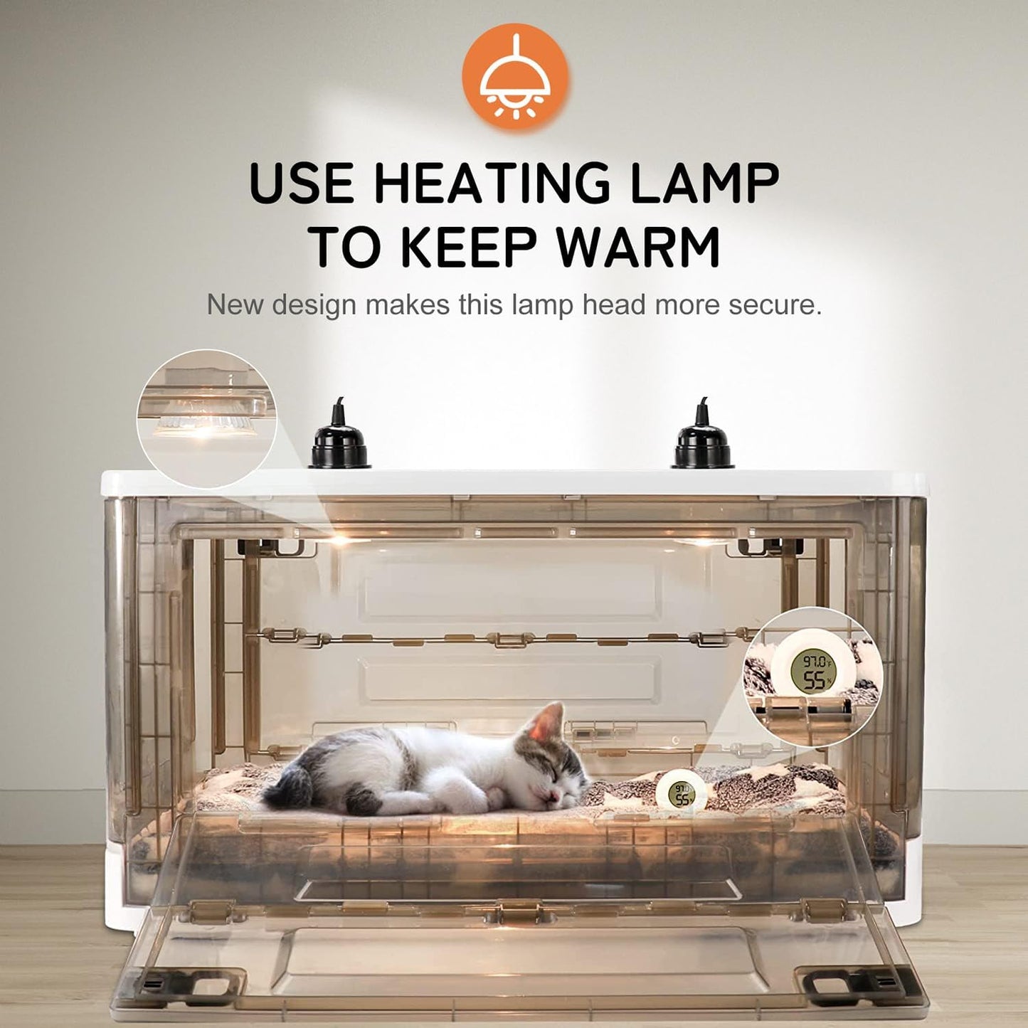 HKDQ pet intensive care unit side angle highlighting ventilation holes and temperature display
