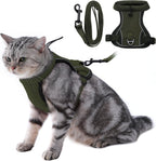 LIANZIMAU Escape Proof Cat Harness and Leash Set front view on an outdoor walk