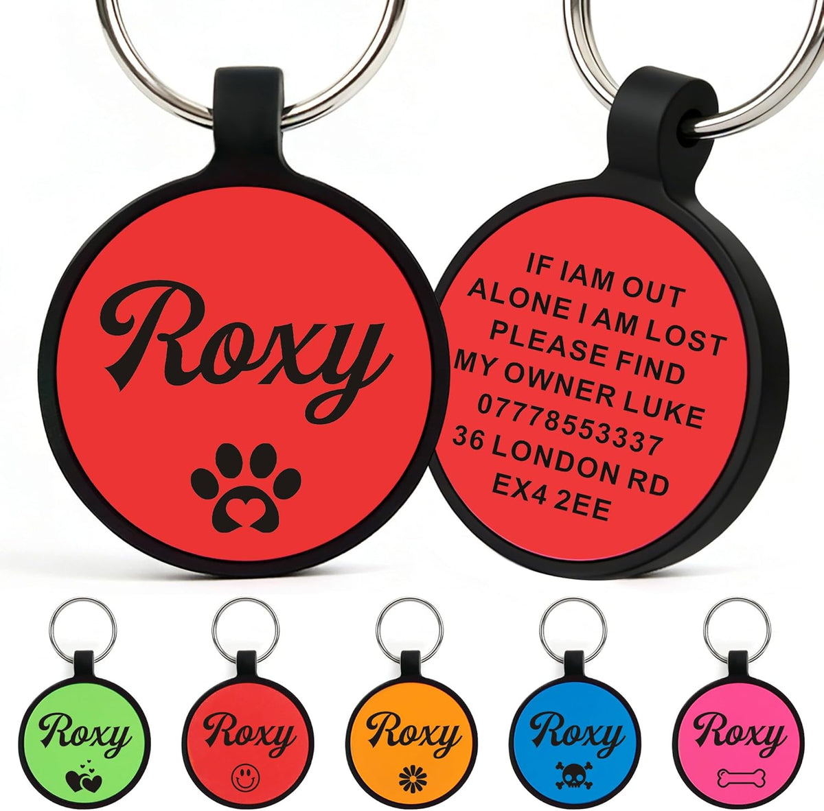 Dog Tags Personalized for Pets Silicone Dog Tag Dog Name Tags Personalized Dog Tags Custom Dog Tags Dog ID Tags Personalized Silent Dog Tag Engraved with Any Text (Pink Bone) - Image 14