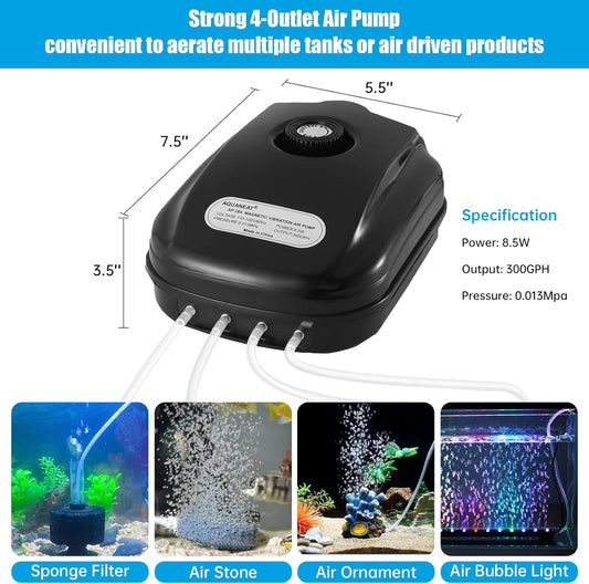 Aquaneat aquarium air pump control knob and setup