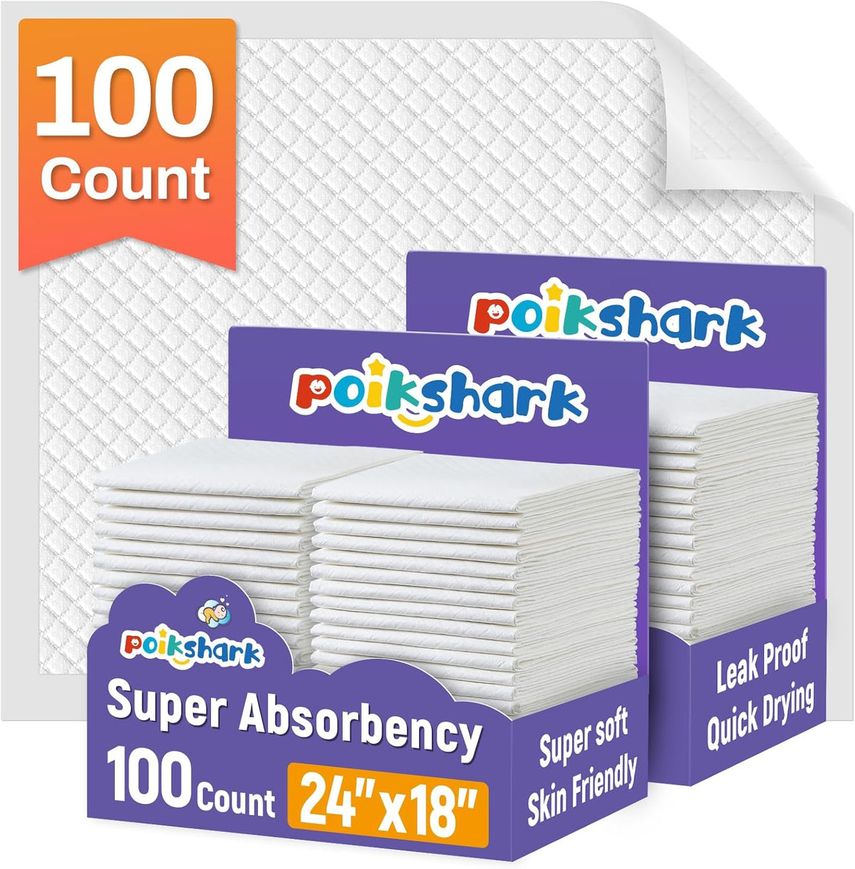 Poikshark disposable changing pads front view packaging
