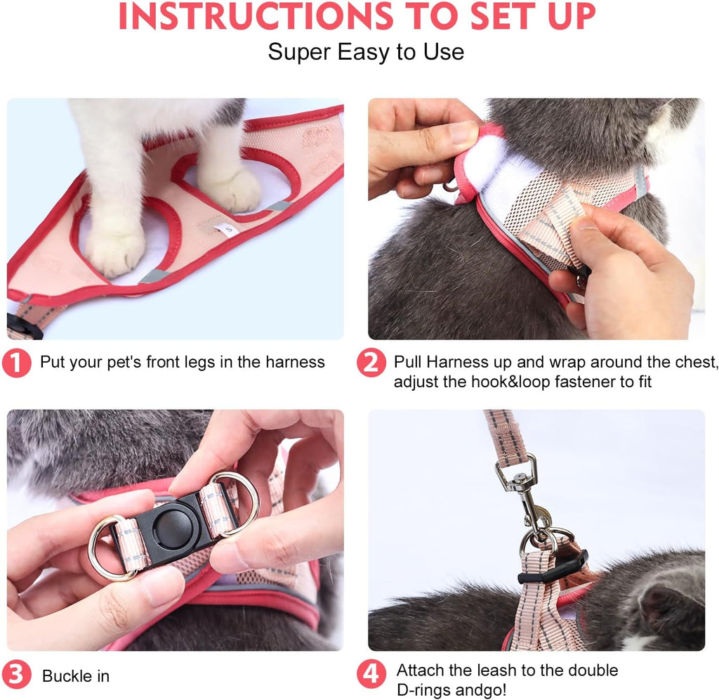 Escape proof cat walking vest with quick release buckle security feature