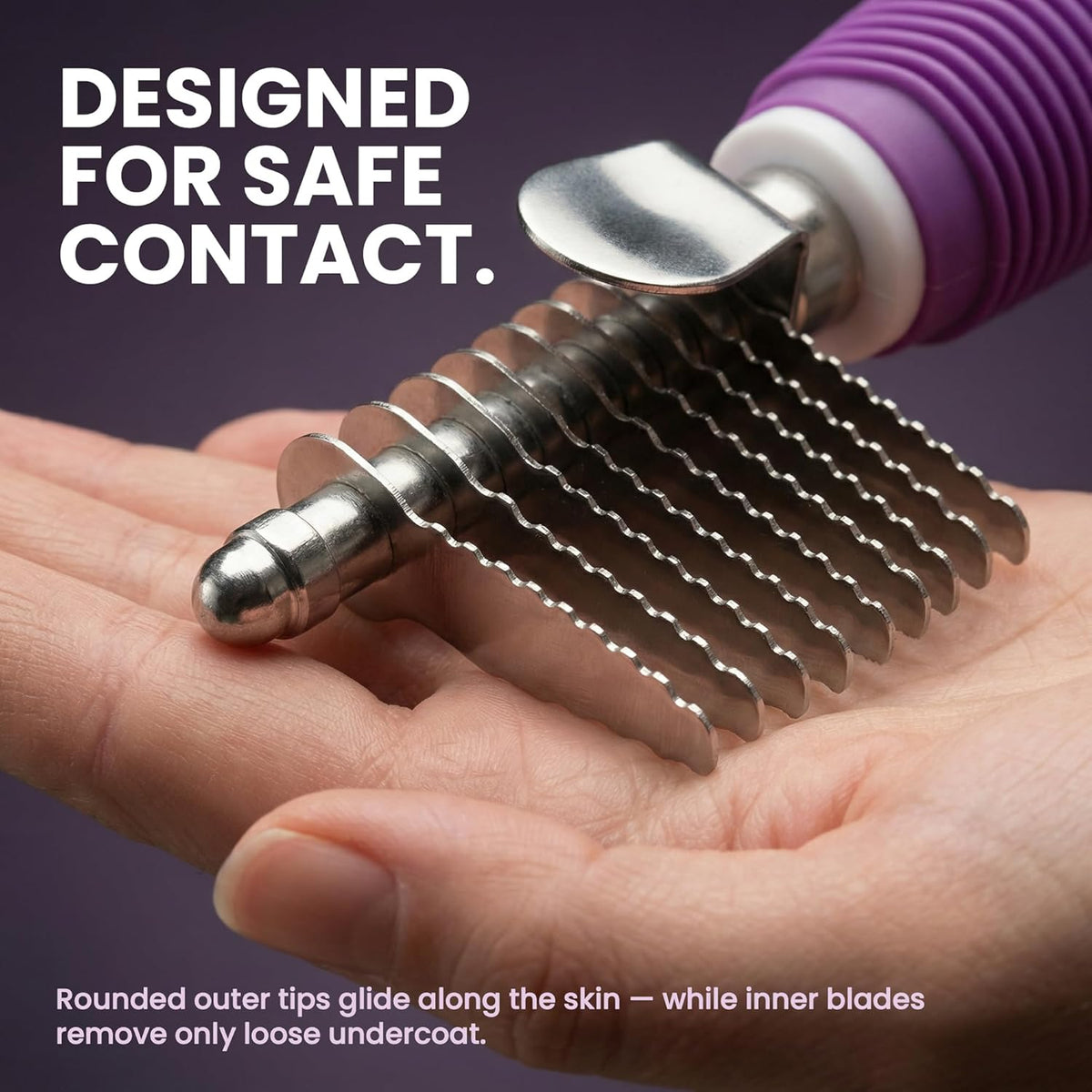 Poodle Dematting Fur Rake Comb Brush for Dogs and Cats - Long 2.5" Steel Safety Blades Metal Comb for Detangling Matted or Knotted Undercoat Hair - Image 9