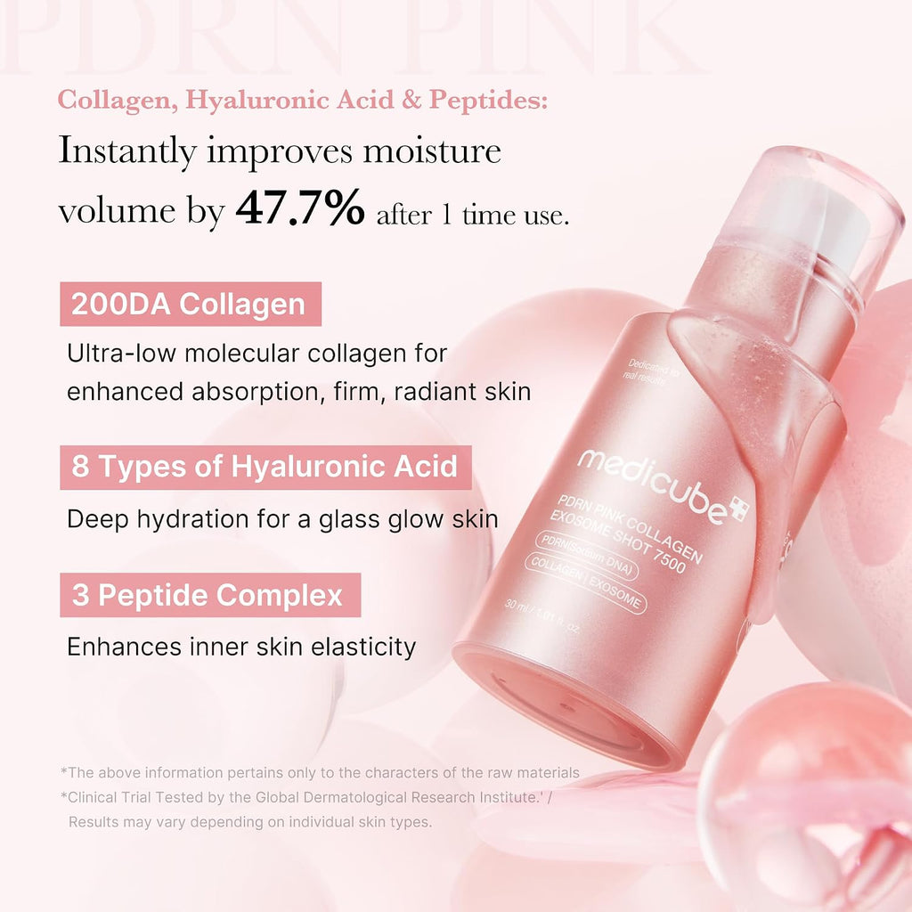Close-up of Medicube PDRN Pink Serum label and volume