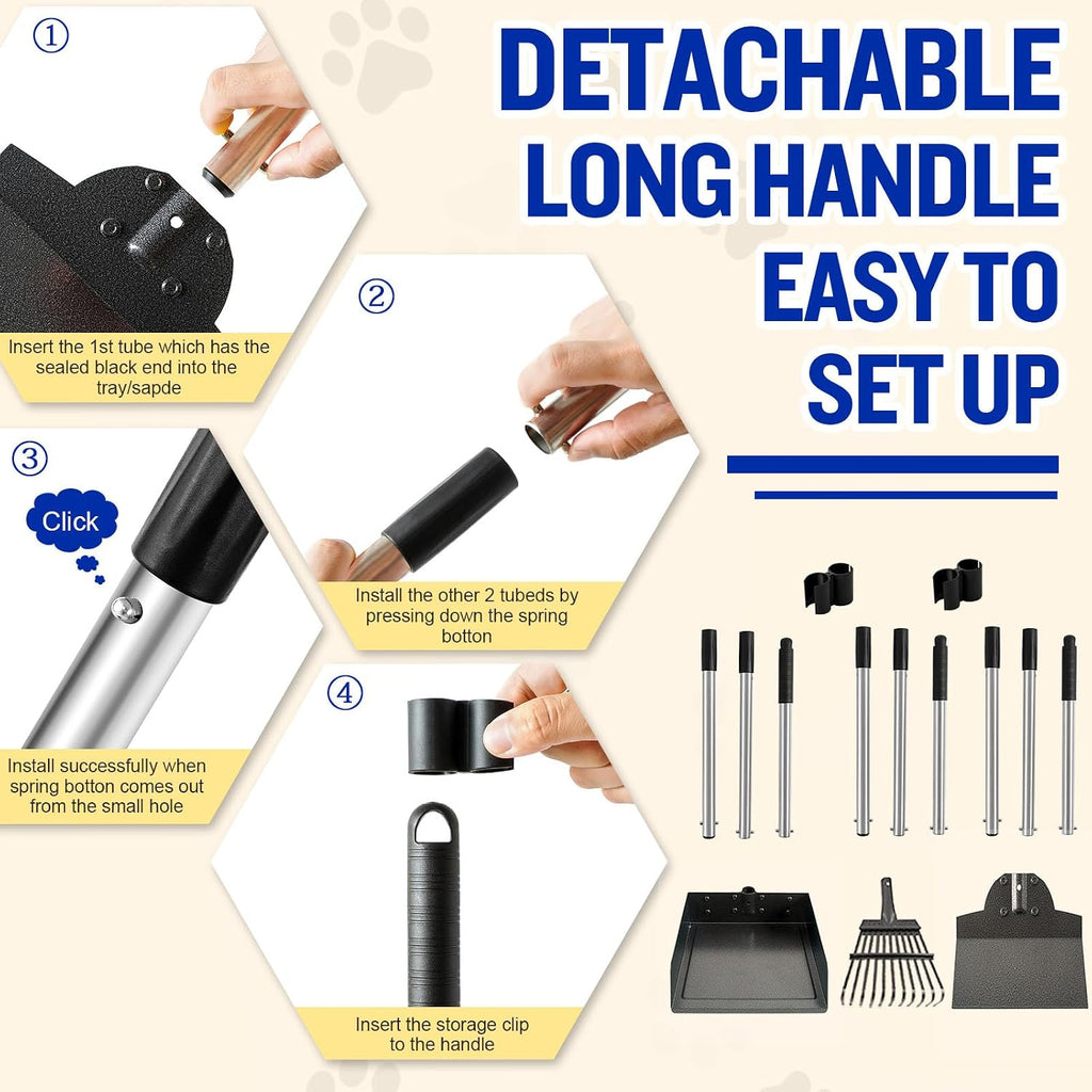 Detached three pack pet waste scooper set showing compact storage configuration.