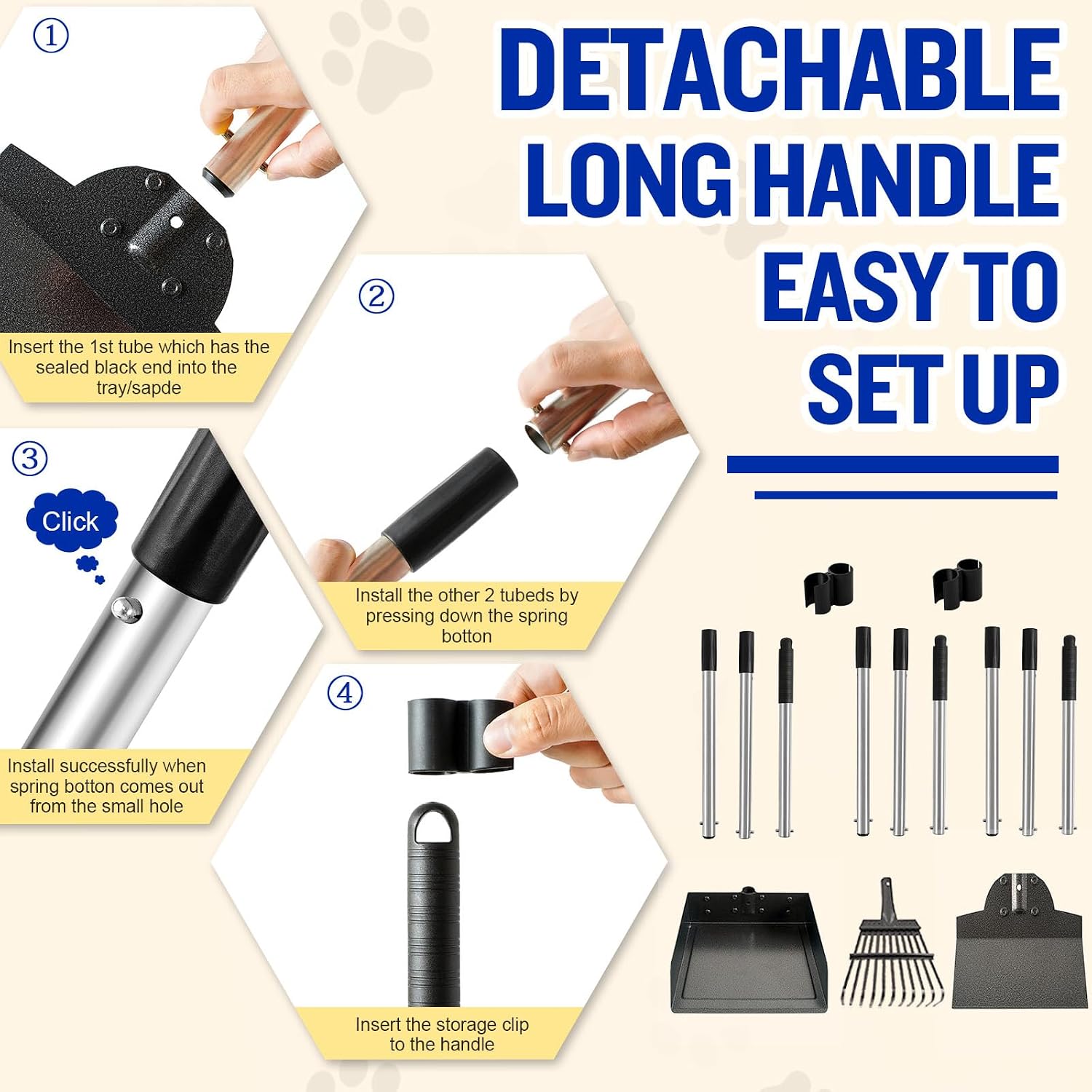 Detached three pack pet waste scooper set showing compact storage configuration.