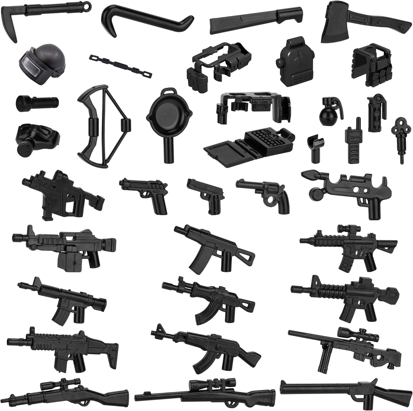 HIMIRICH WW2 military weapons pack front view featuring authentic scale toy guns for block figures.