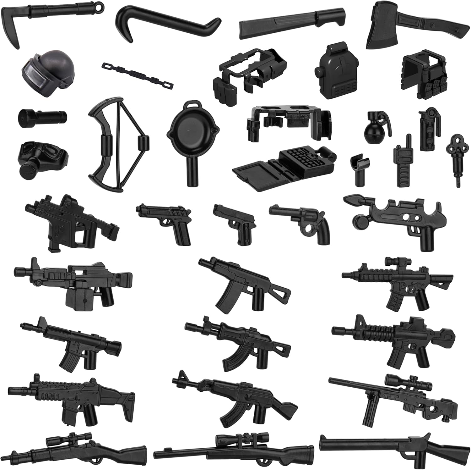 HIMIRICH WW2 military weapons pack front view featuring authentic scale toy guns for block figures.