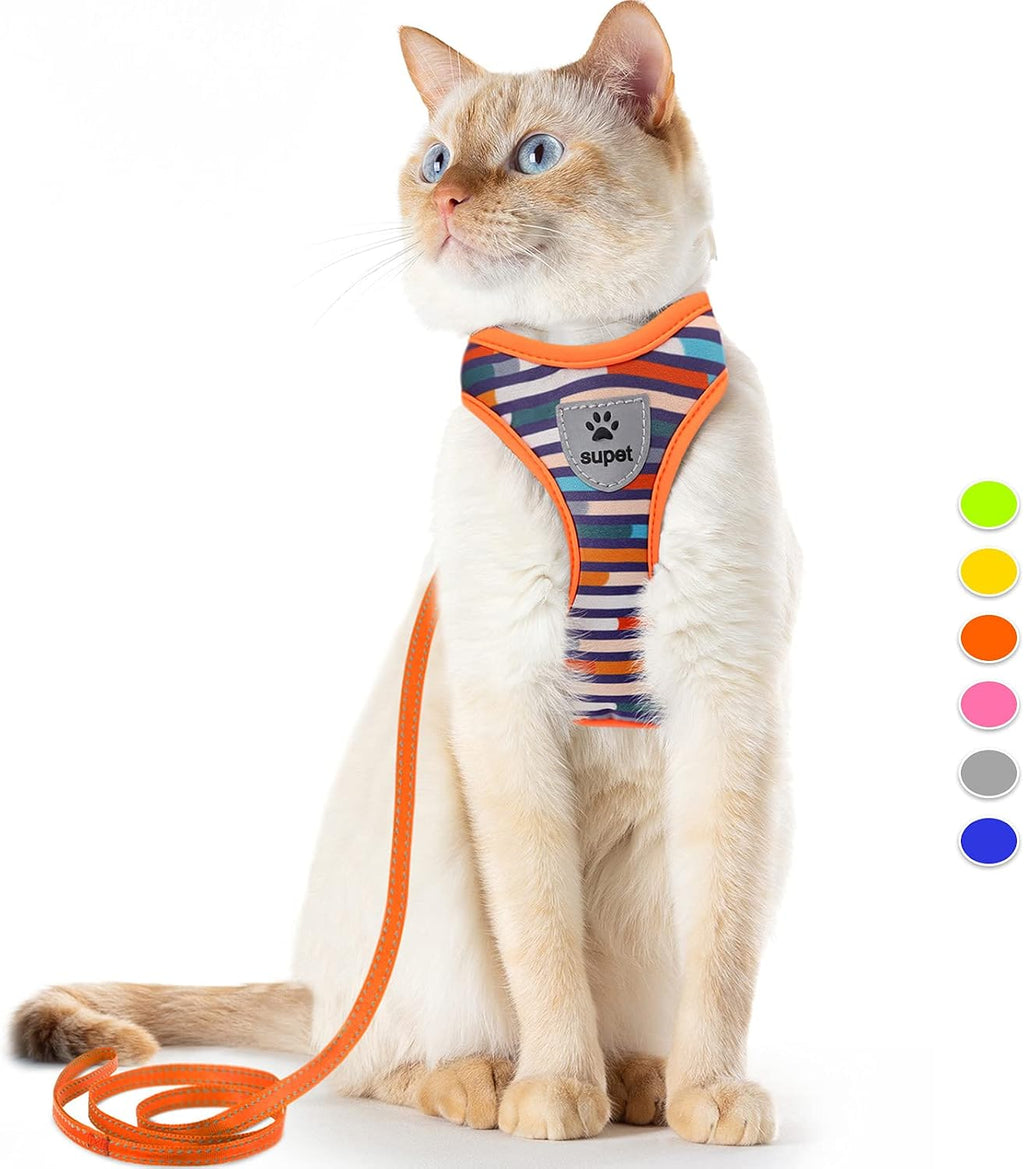Supet Cat Harness and Leash Set Stylish Escape Proof Cat Vest Harness Adjustable Breathable Pet Leash with Reflective Trim - Image 9