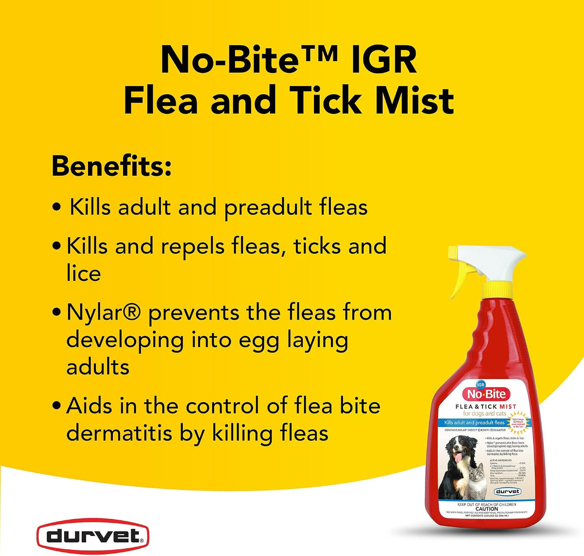 Close up of Durvet No-Bite IGR spray trigger and bottle label