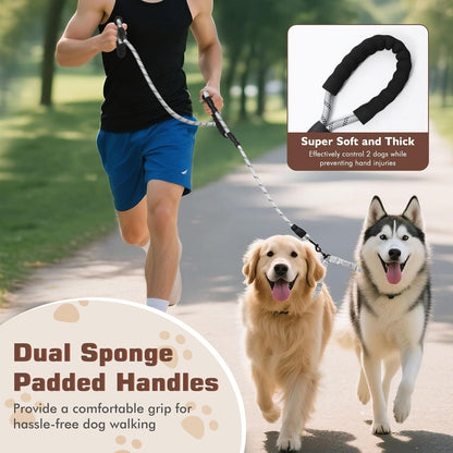 Tivray heavy duty gray dog leash reflective strips illuminated for safety.