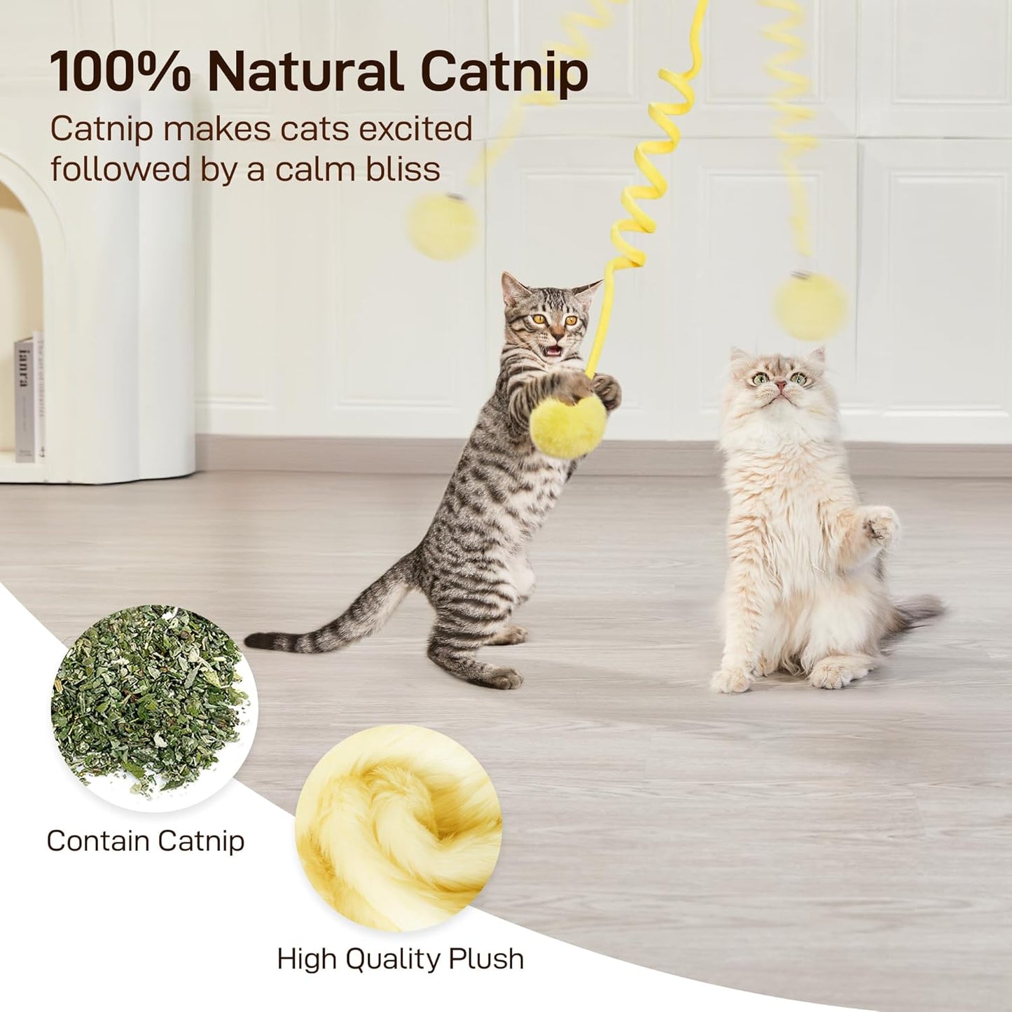 Three pack of colorful Potaroma cat teaser toys