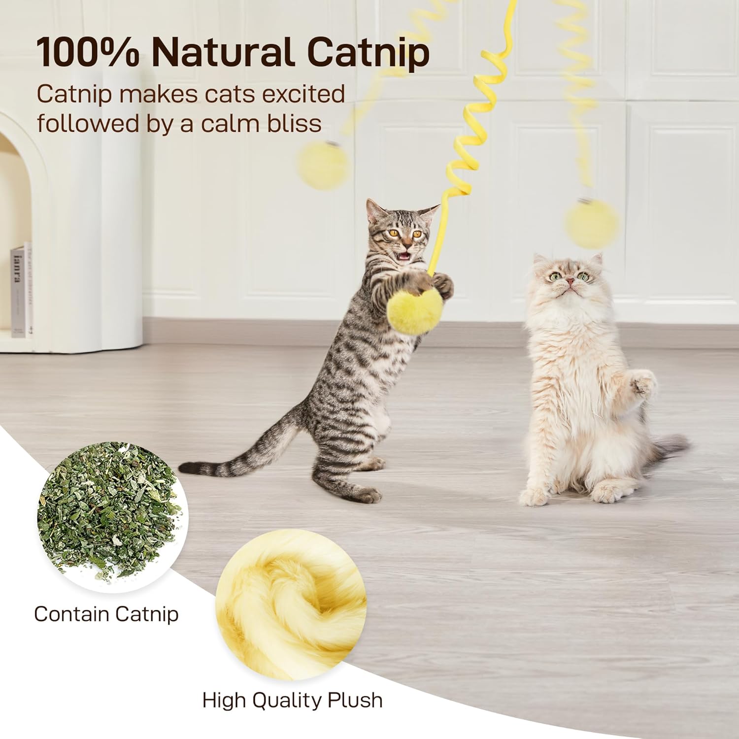 Three pack of colorful Potaroma cat teaser toys