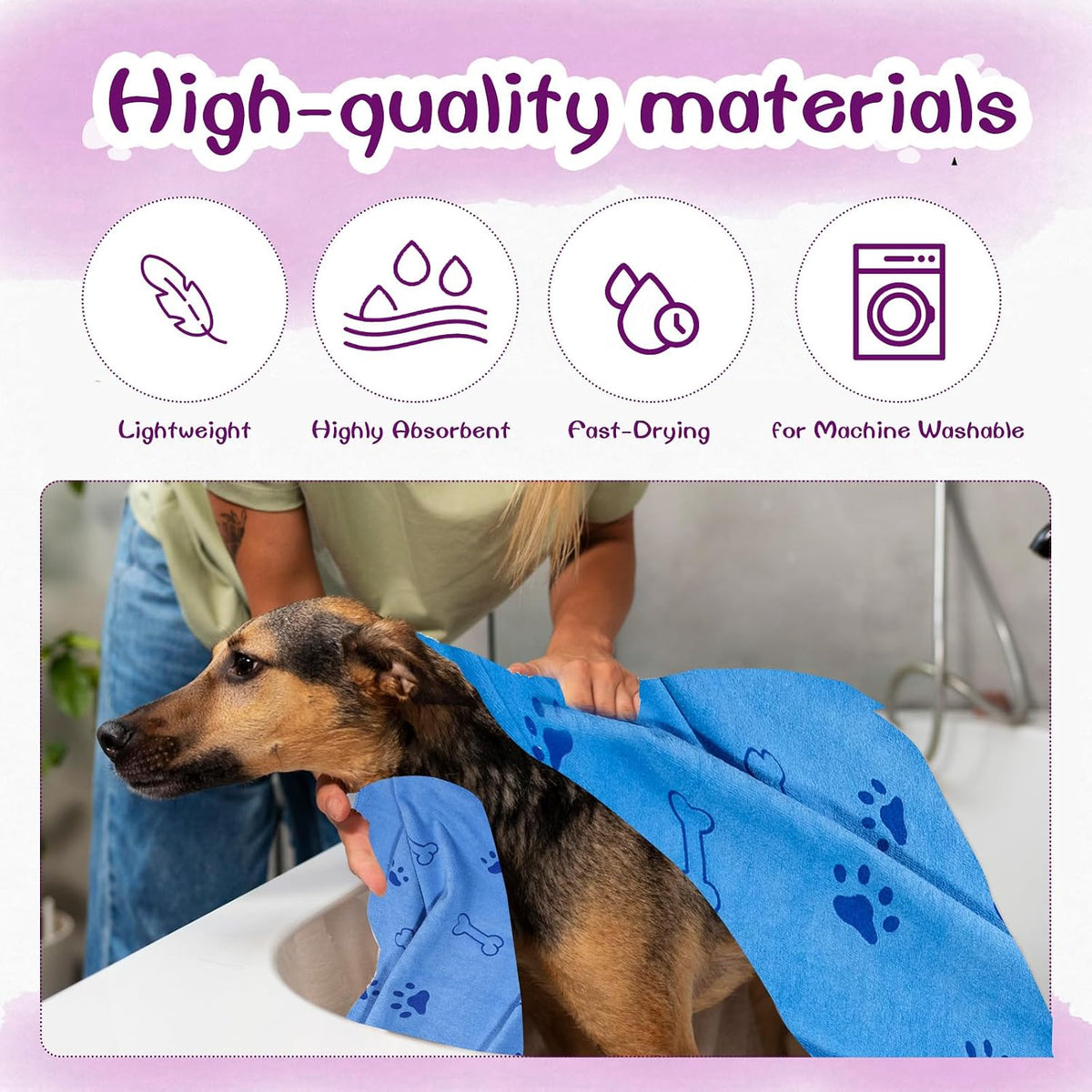 Top view of 30 piece assorted color pet towel set