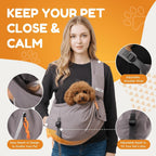 Tirige small dog carrier featuring front pockets and safety leash