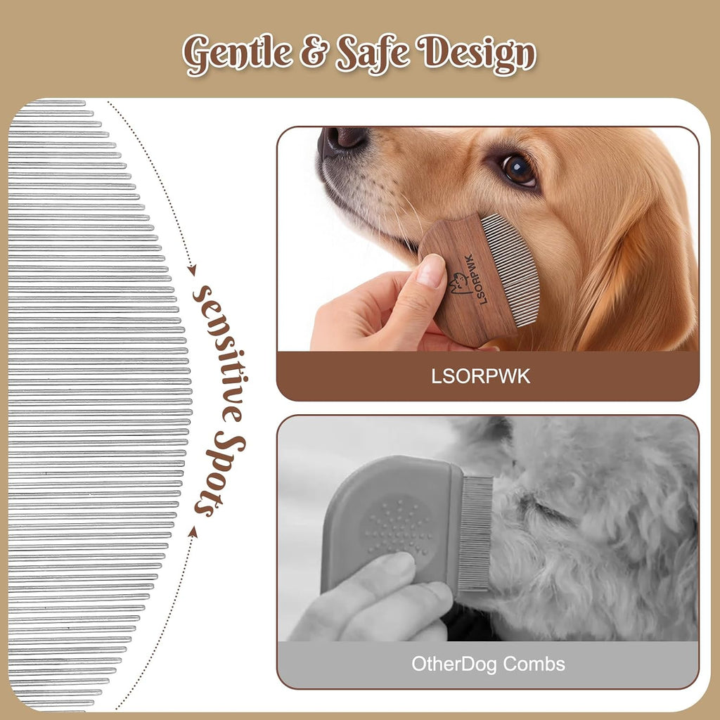 Close up of stainless steel teeth on LSORPWK pet comb
