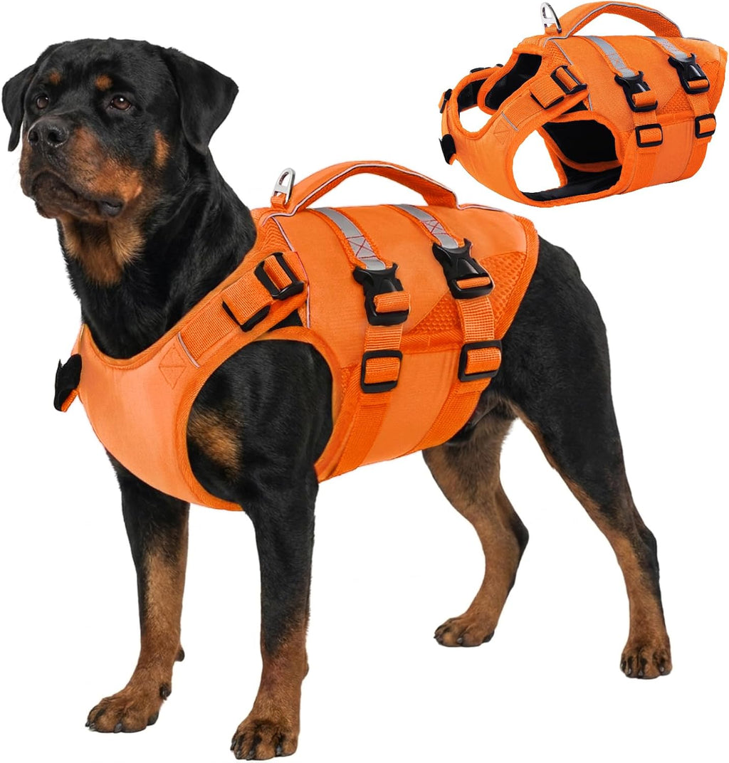 Kuoser Dog Life Jacket, High Flotation Dog Life Vest for Swimming Boating, Adjustable Ripstop Pet Lifesaver for Small Medium and Large Dogs, Reflective Safety Puppy Swimming Vest with Rescue Handle - Image 15