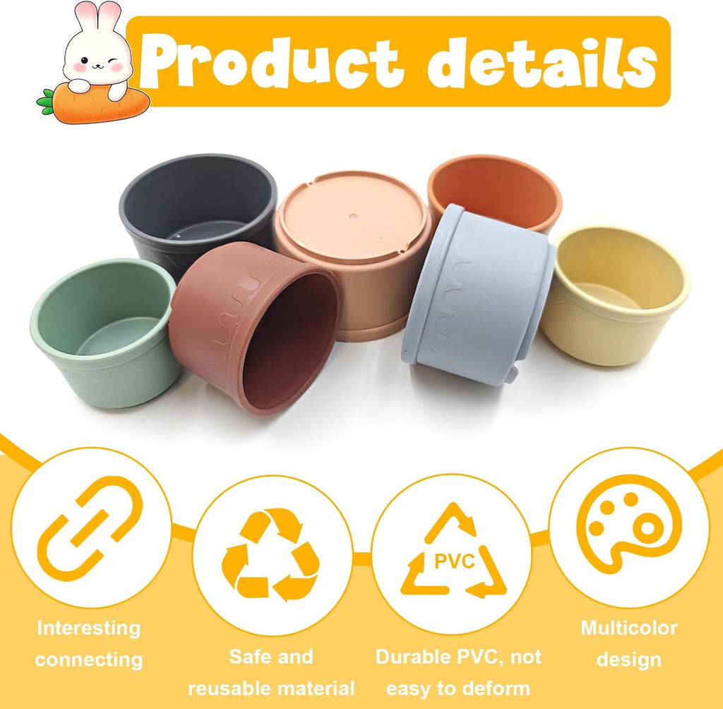 Premium matte finish texture on the durable non-toxic plastic rabbit stacking set.