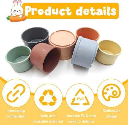 Premium matte finish texture on the durable non-toxic plastic rabbit stacking set.