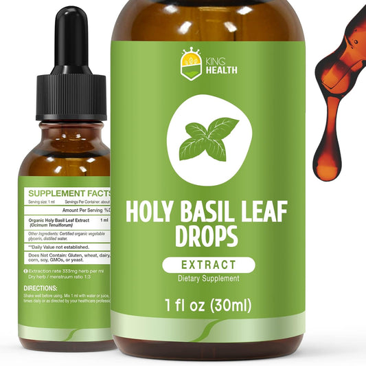 KingHealth Organic Holy Basil Tulsi Tincture front bottle view
