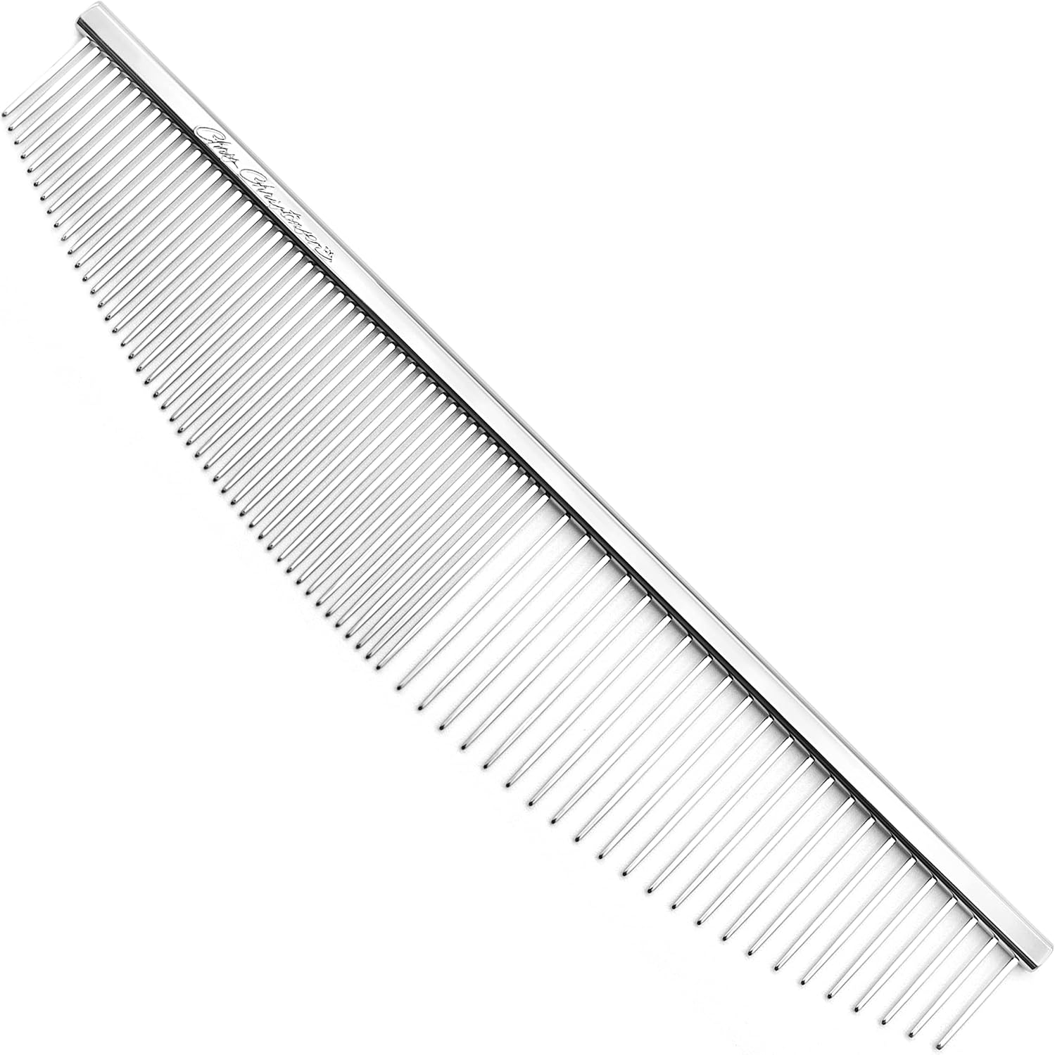 Chris Christensen 000 7.5 in. Greyhound Style Fine/Coarse Colored Butter Comb, Groom Like a Professional, Rounded Corners Prevent Friction and Breakage, Solid Brass with Steel Teeth, Chrome Finish - Image 11