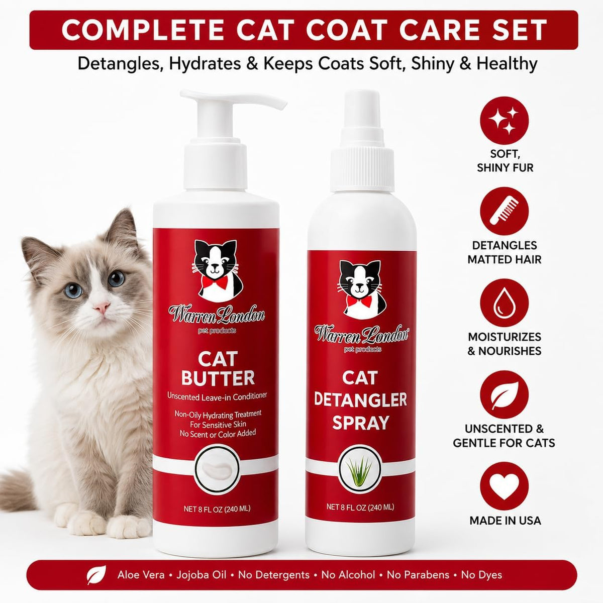 Warren London Unscented Leave In Conditioner Eight Ounce bottle for dry cat skin