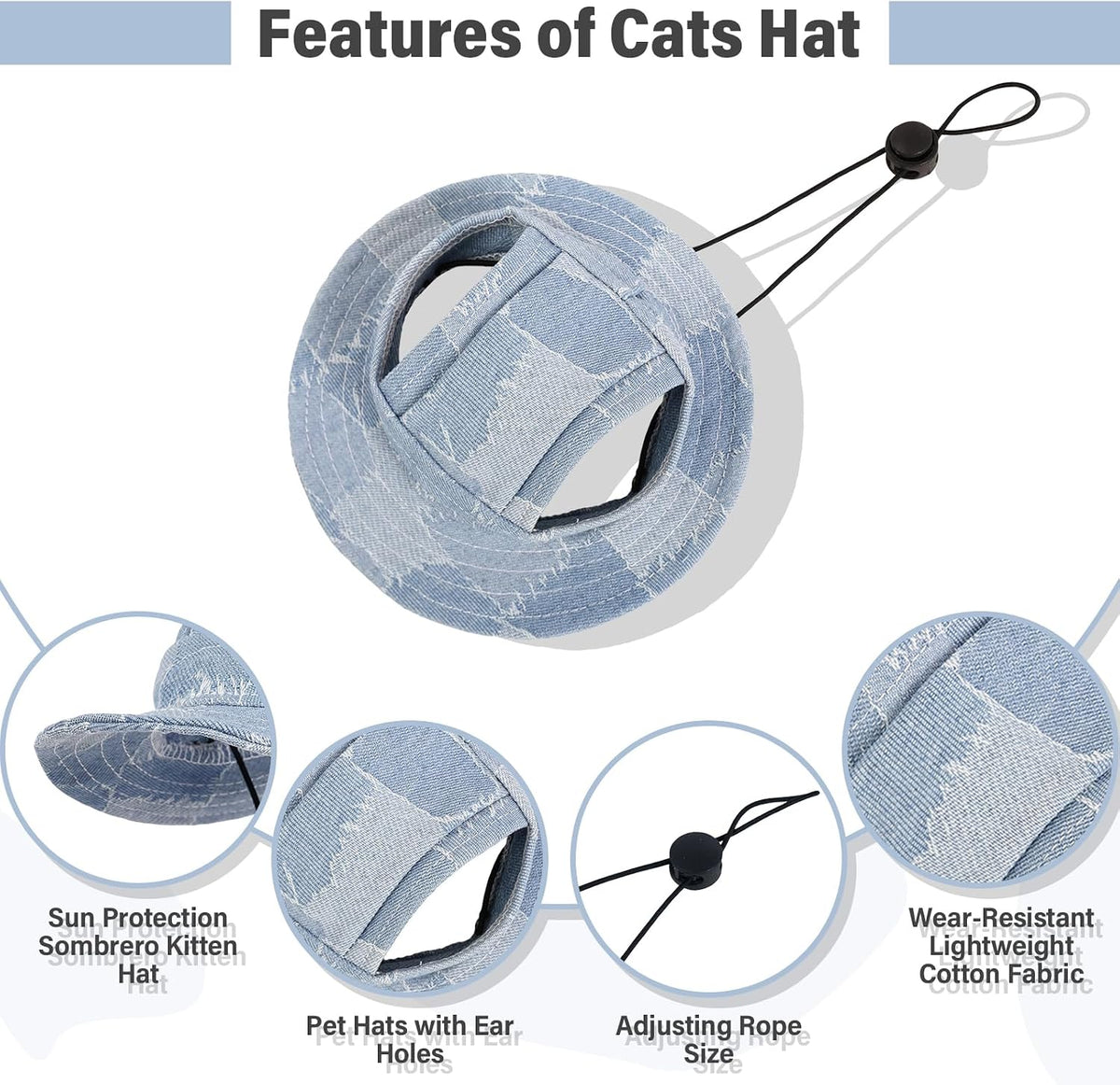 Side profile of Dentrun cat hat with visible ear holes