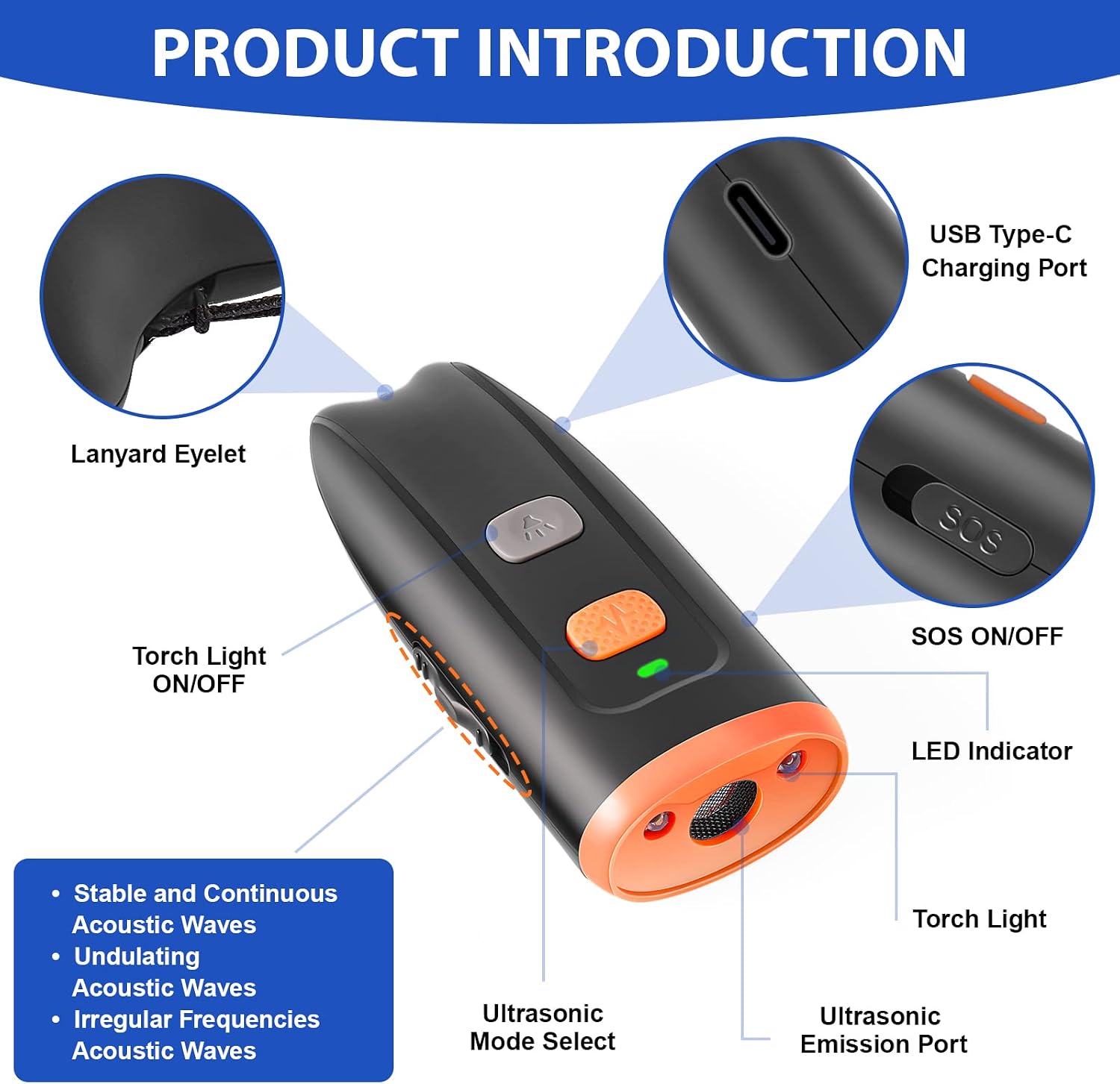 Svtrat ultrasonic device with LED flashlight active