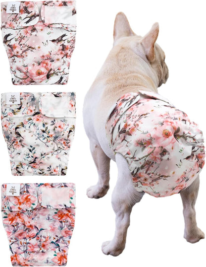 CuteBone Washable Dog Diapers Female No Tail Hole 3 Pack Reusable Doggie Period Training Pants for Docked-Tail Frenchie French Bulldog Boston Terrier Without Tail WWD15M - Image 9