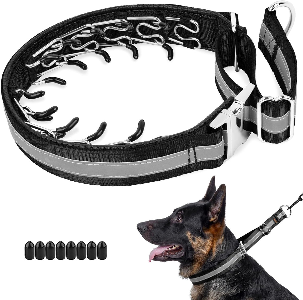 Mayerzon Martingale No Pull Collar for Large Medium Dogs, Patented Dog Walking Training Collar for Pulling, 1.5'' Wide Alloy Buckle, Neoprene Padded, Adjustable, Reflective, Easy to Use(L, Black) - Image 10